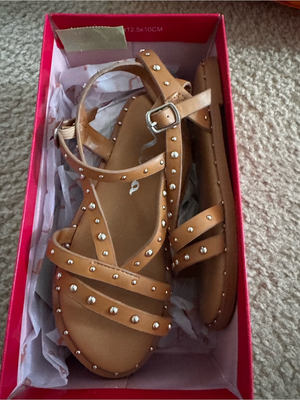 Girls Nina brand Tan Studded Strappy Sandals with Ankle Buckle